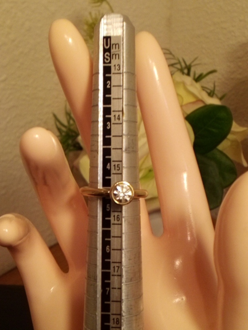 Classic Gold Solitaire‎ Ring with Clear Stone - Women Jewelry